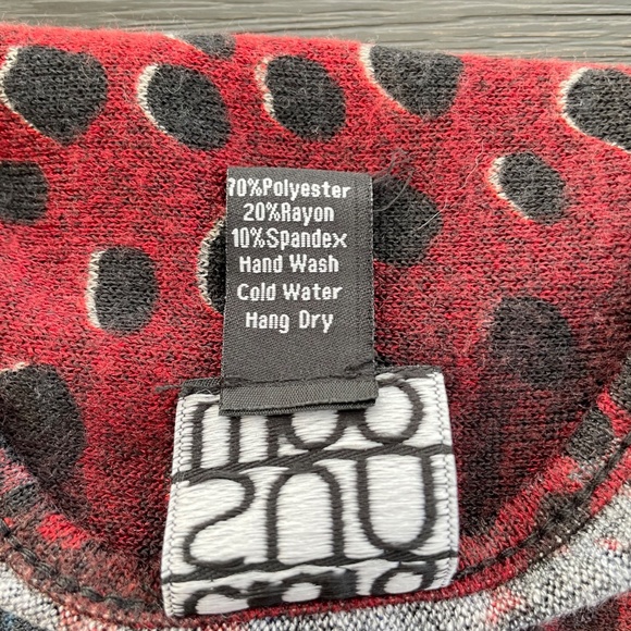 CLARA SUNWOO Size Small Lightweight Sweater Abstract Animal Print Red Black Blue - Picture 4 of 5